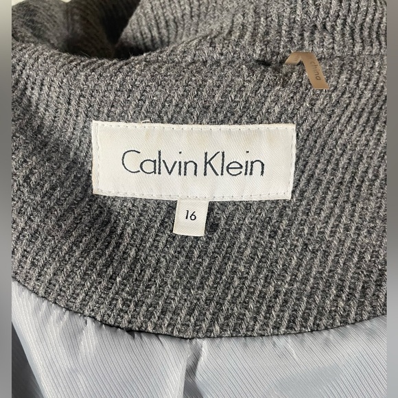 Pea Coat Jacket Women's Double Breasted Wool Lined Old Money Grey Size 16 - Picture 5 of 9